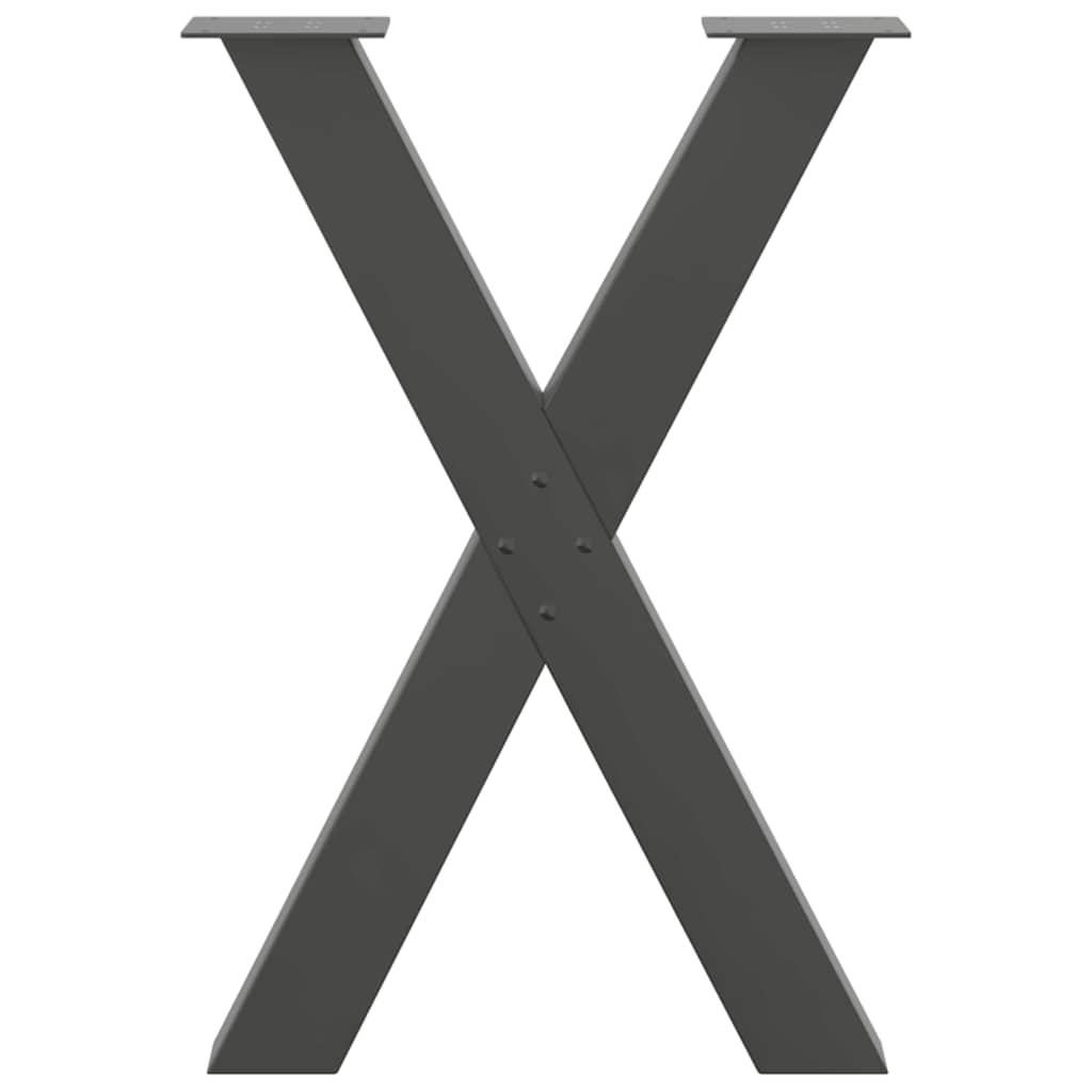 Maison Exclusive - Pieds de table à manger en forme de X, 2 pièces, anthracite, 60 x (72-73) cm, acier - 5