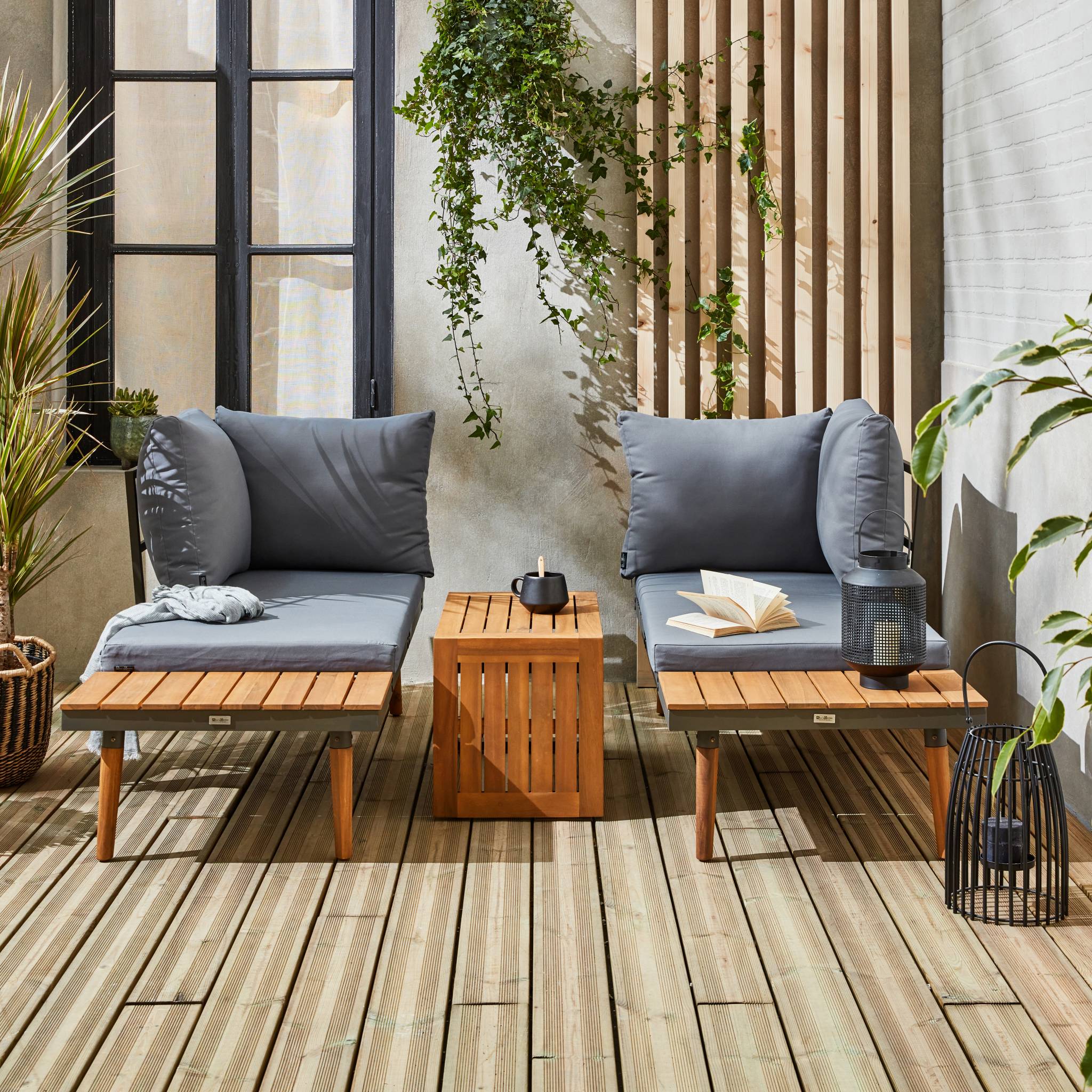 Salon de jardin en Aluminium Gris 4 personnes - 5