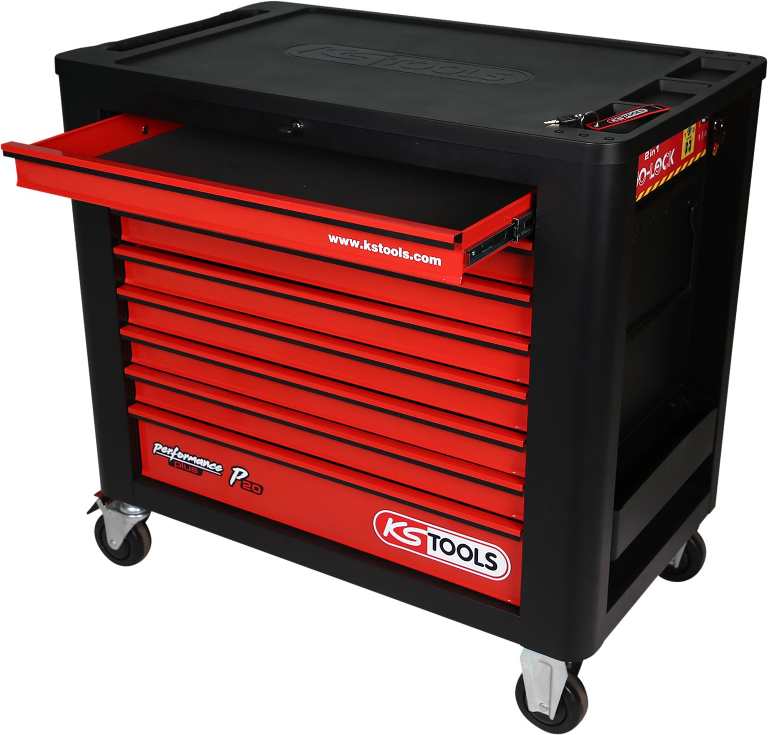 KS TOOLS PERFORMANCEplus P20 Chariot d'atelier NOIR/ROUGE avec 8 - 5