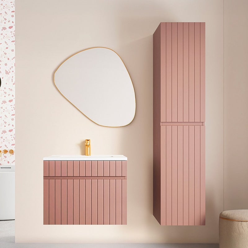 Wiszący słupek łazienkowy w kolorze różowym z prążkowaną fakturą – wys. 160 cm – SATARA