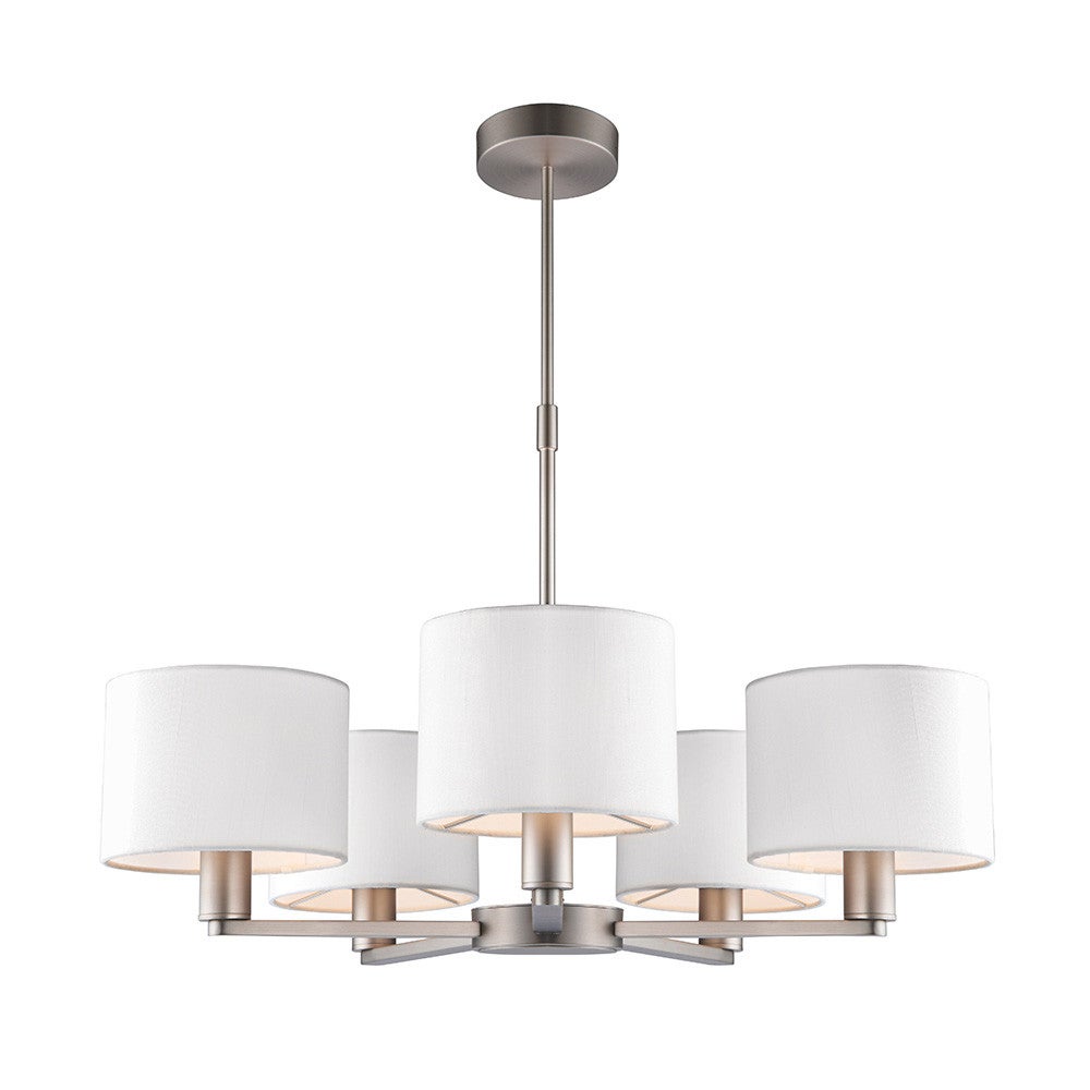 Lampa sufitowa z abażurami DALEY biało-srebrna 5xE14x15W metal wym:65,5x57x57cm IP20 Endon