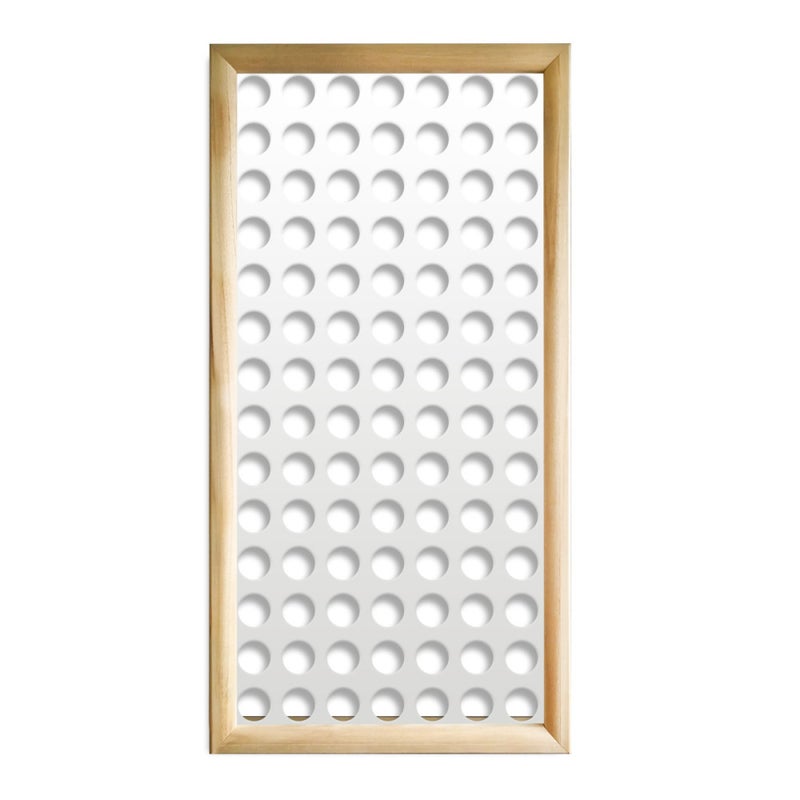 MAŁE OTWORY - Prostokątne moduły dekoracyjne z drewna i PCV - rozmiar 47x94 cm - grubość 47 mm - kolor wewnętrzny BIAŁY