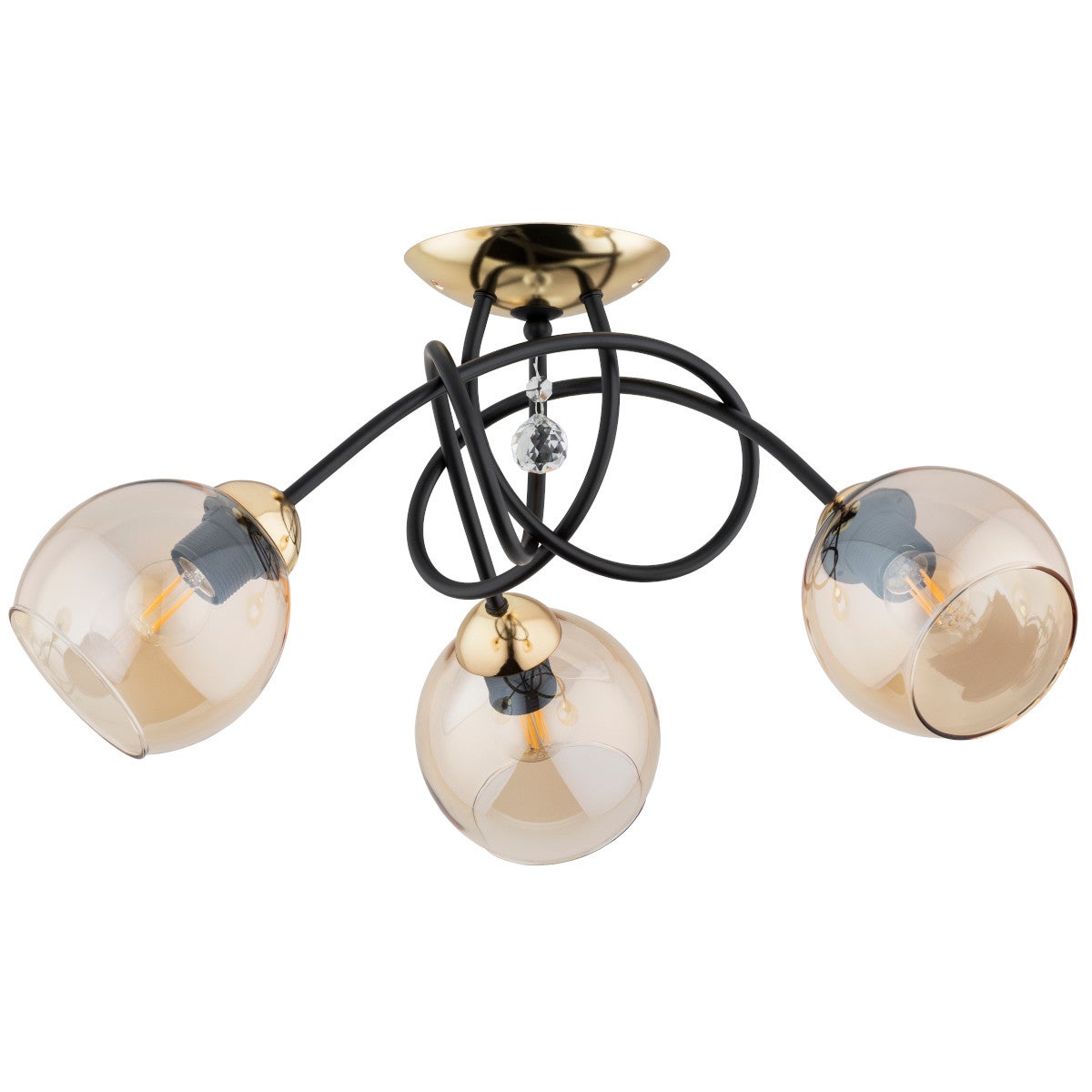 Lampa sufitowa wisząca Modena złoto-czarna-bursztynowy 3xE27x15W nowoczesna wym: 30 x 50 x 60 cm metal Alfa