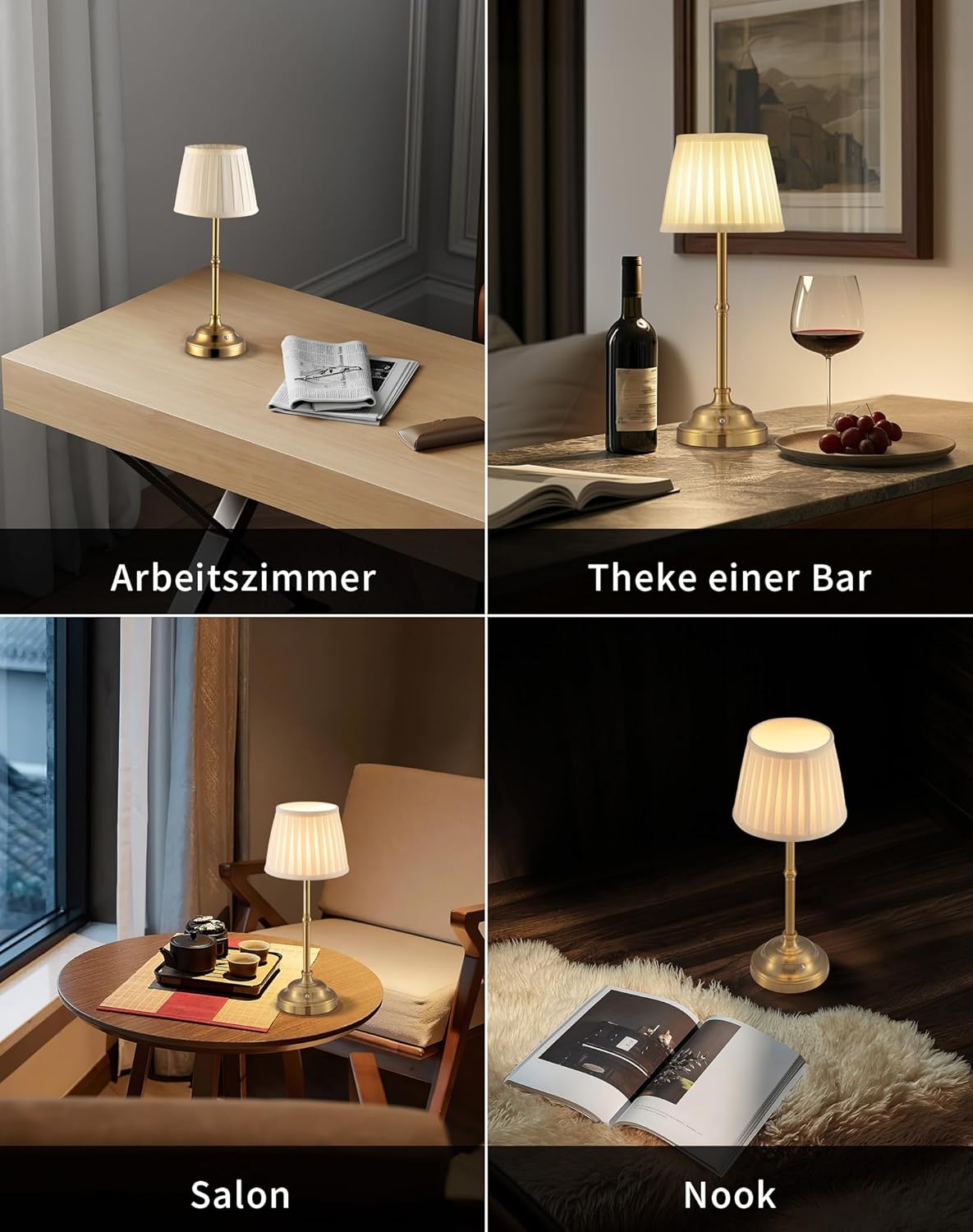 Ściemnialna bezprzewodowa lampa stołowa LED – lampka nocna w stylu retro – zasilana bateryjnie – 4000 mAh – odpowiednia do użytku wewnątrz i na zewną - 5