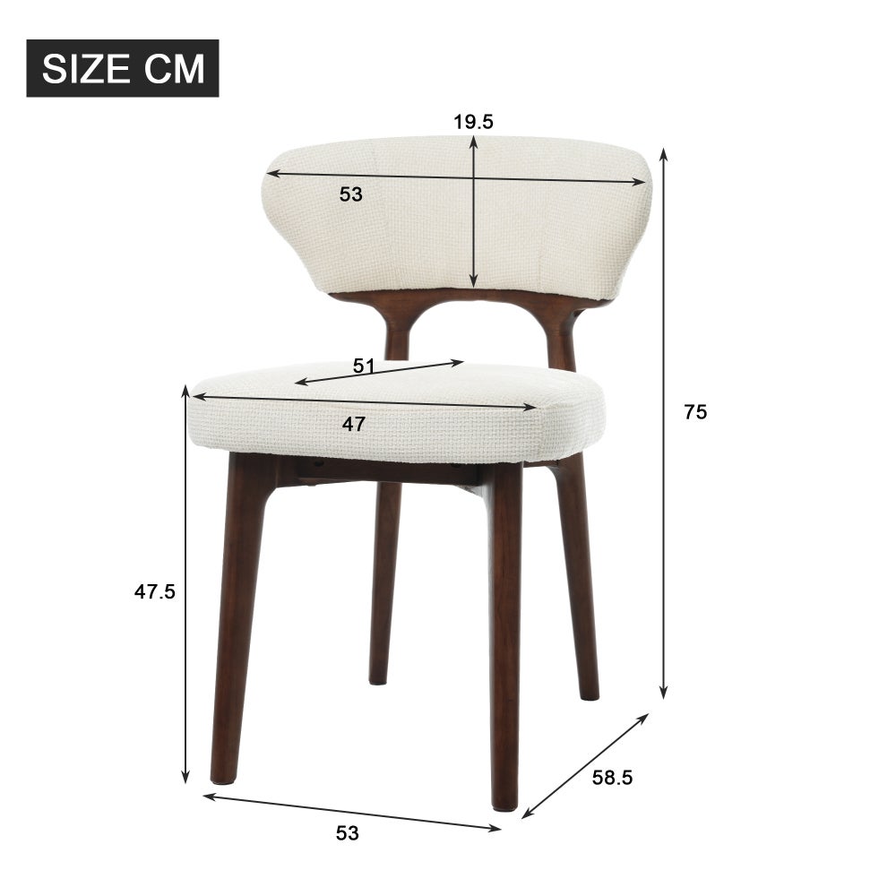 Lot de 4 chaises de salle à manger moderne bois massif tissu chenille beige clair, confortables, respirantes, pour salon, cuisine, café - 4