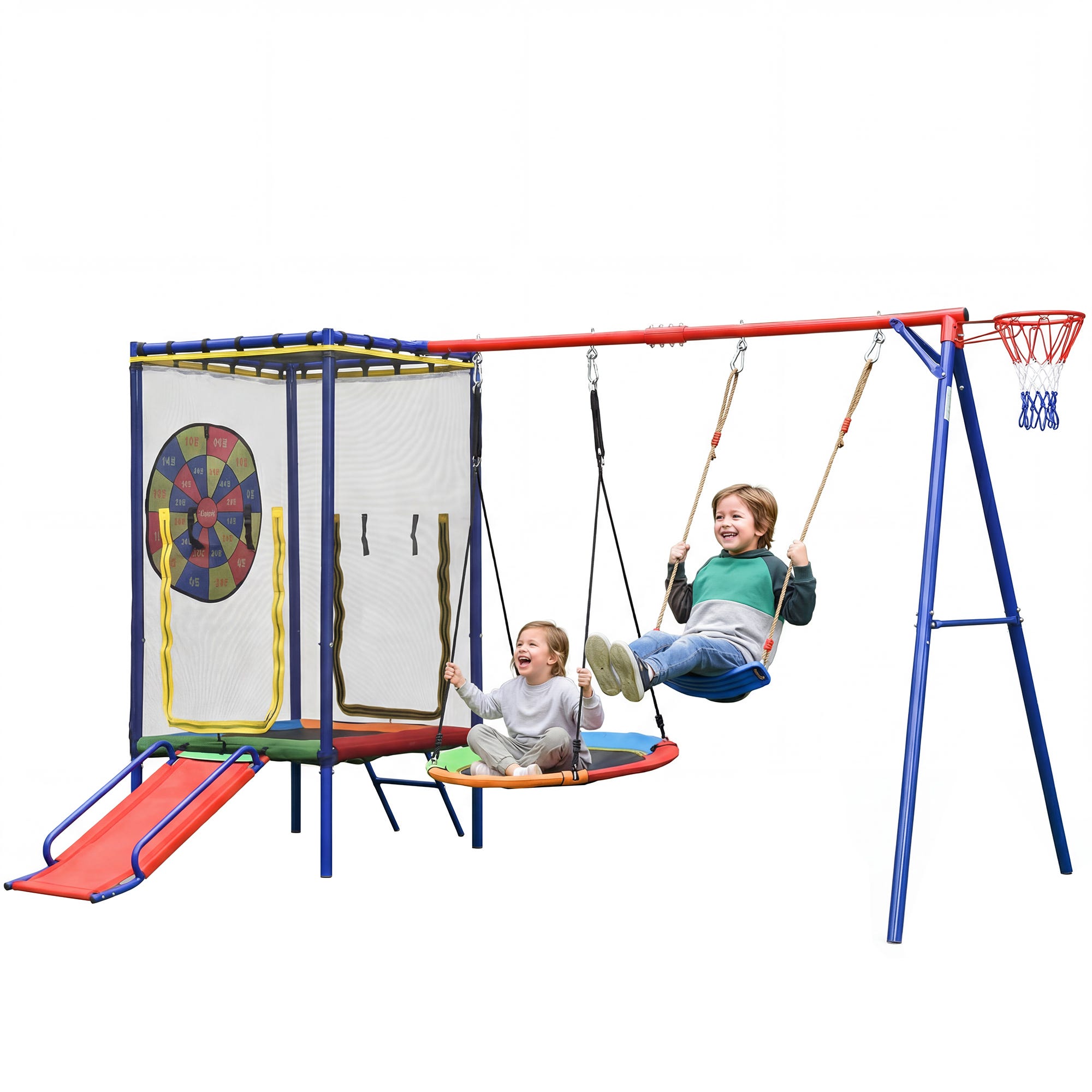 Balançoire Nid D'oiseau Ronde 100cm Pour Enfants Avec Oreiller Et Poignée Hauteur Réglable 100-18 - Balançoire - Portique Balançoire Nid D'oiseau Ronde 100cm Pour Enfants Avec Oreiller Et Poignée Hauteur Réglable 100-18 - Balançoire - Portique