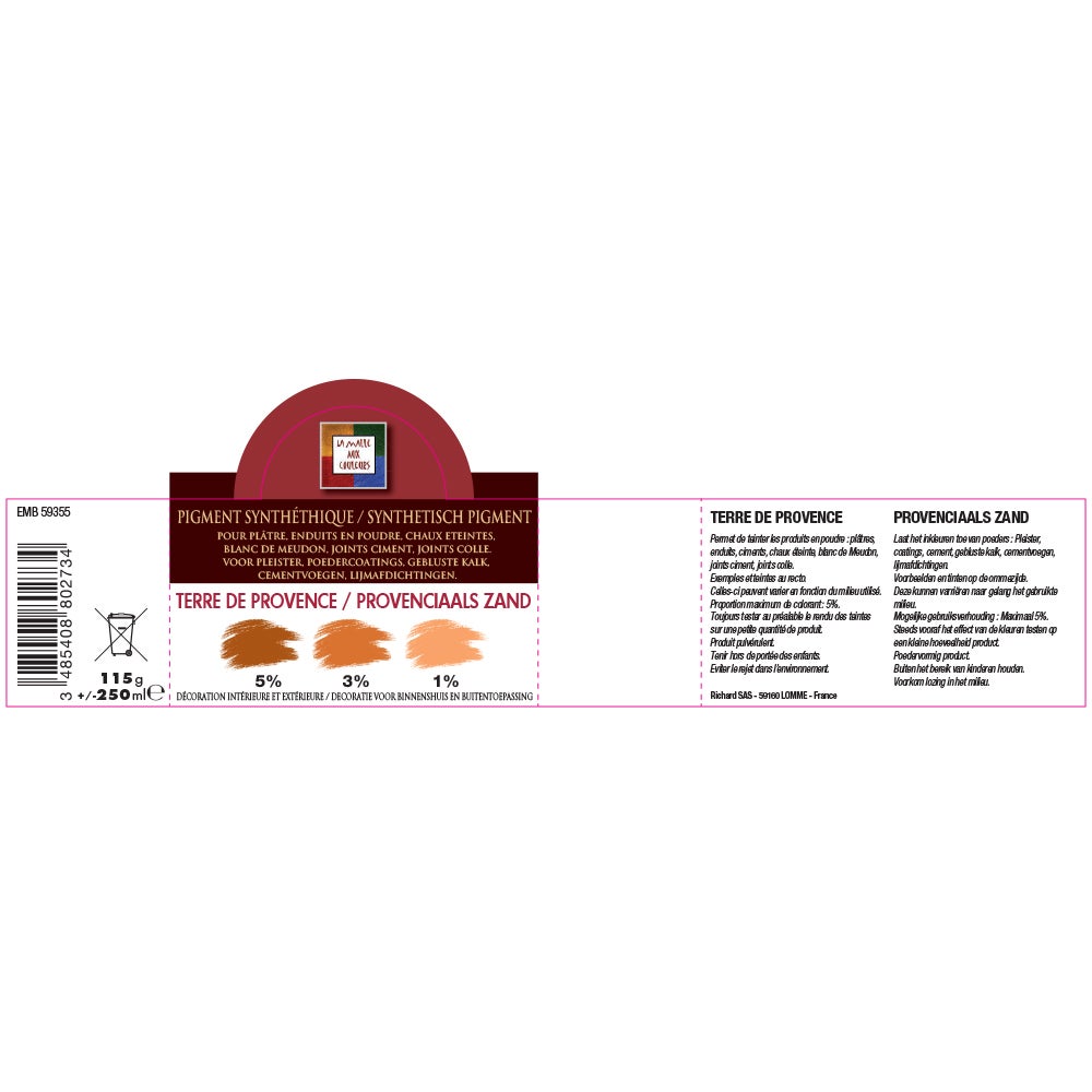 Pigmento in polvere di malle nei colori della terra provenzale 250 ml - 5