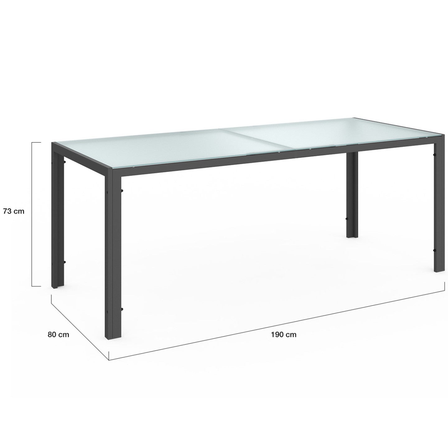Salon de jardin MADRID table 190 CM et 8 chaises empilables gris anthracite plateau transparent - 5