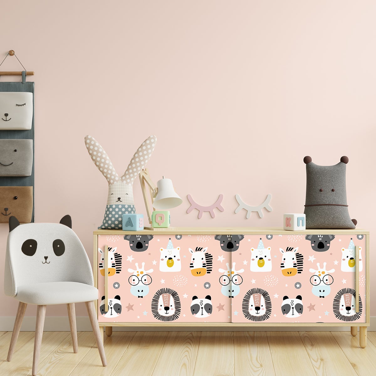 Pegatina muebles para niños cabezas de animales - adhesivo de pared - revestimiento sticker mural decorativo - 60x90cm - 5