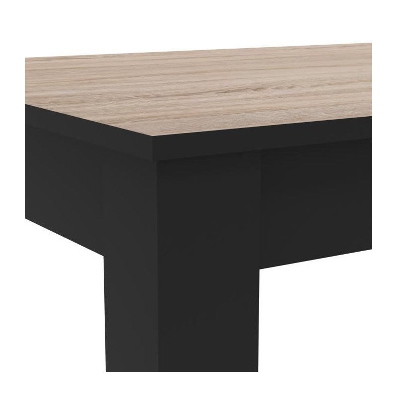 Table à manger rectangulaire décor bois et noir 4 personnes Derek-- - 3
