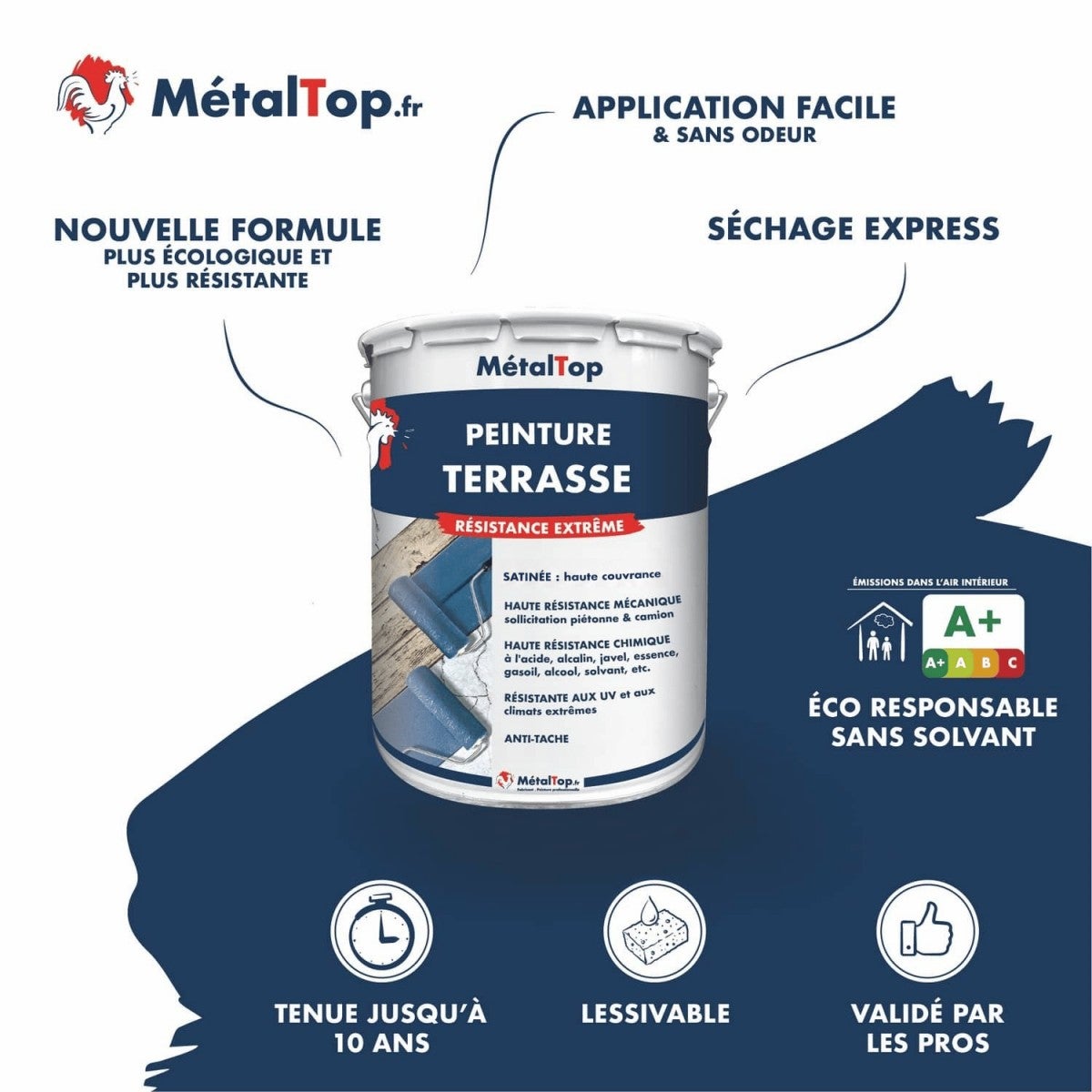 Peinture Terrasse - Gris ardoise - RAL 7015 - 15 L - Métaltop - 3