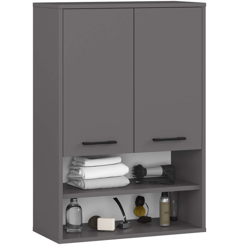 Szafka łazienkowa wisząca AKORD FIN Grafit Szary 64 cm 2 drzwi 4 półki 64x30x94 cm