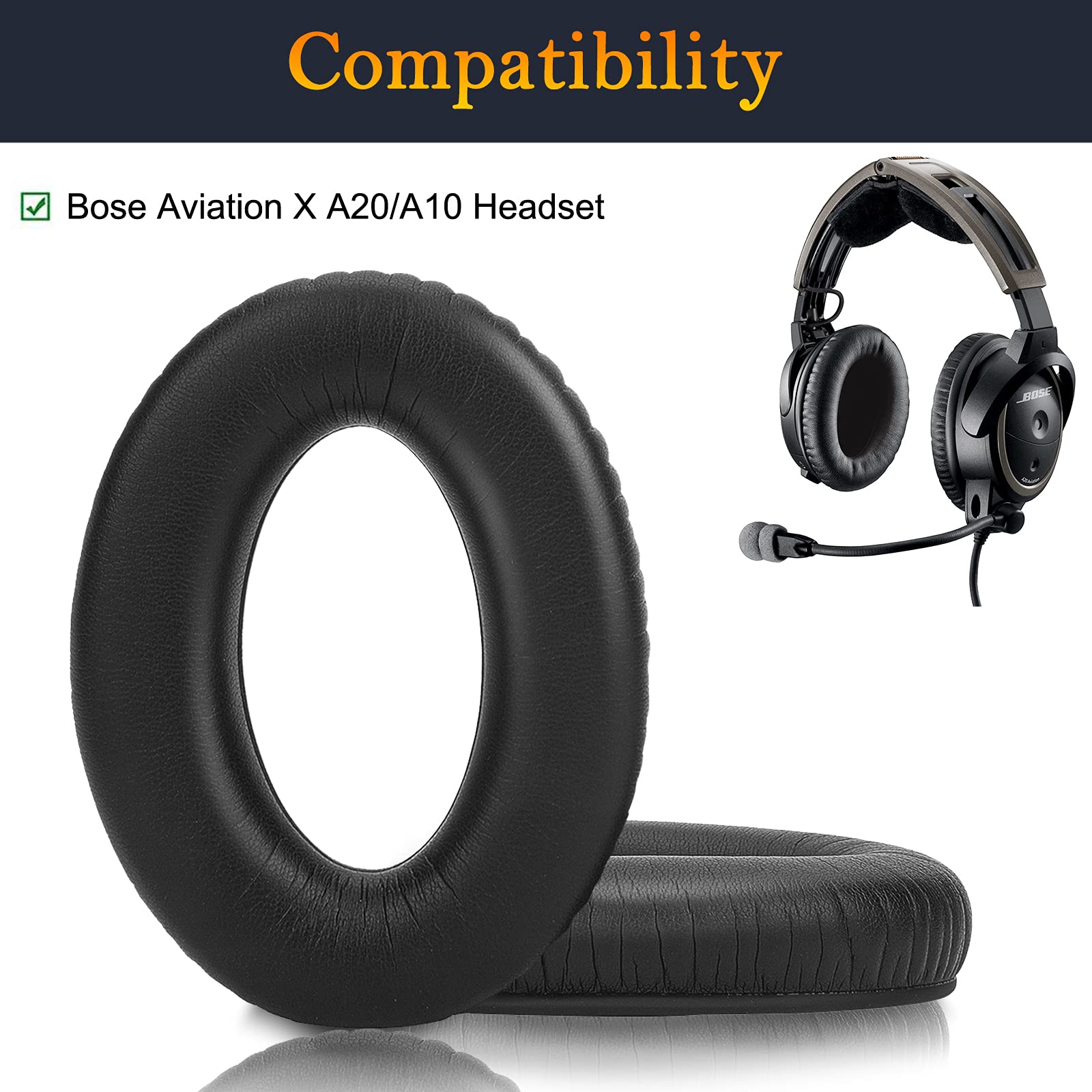 Coussinets d'oreille pour Bose Aviation X A20/A10 1 paire Noir - 3