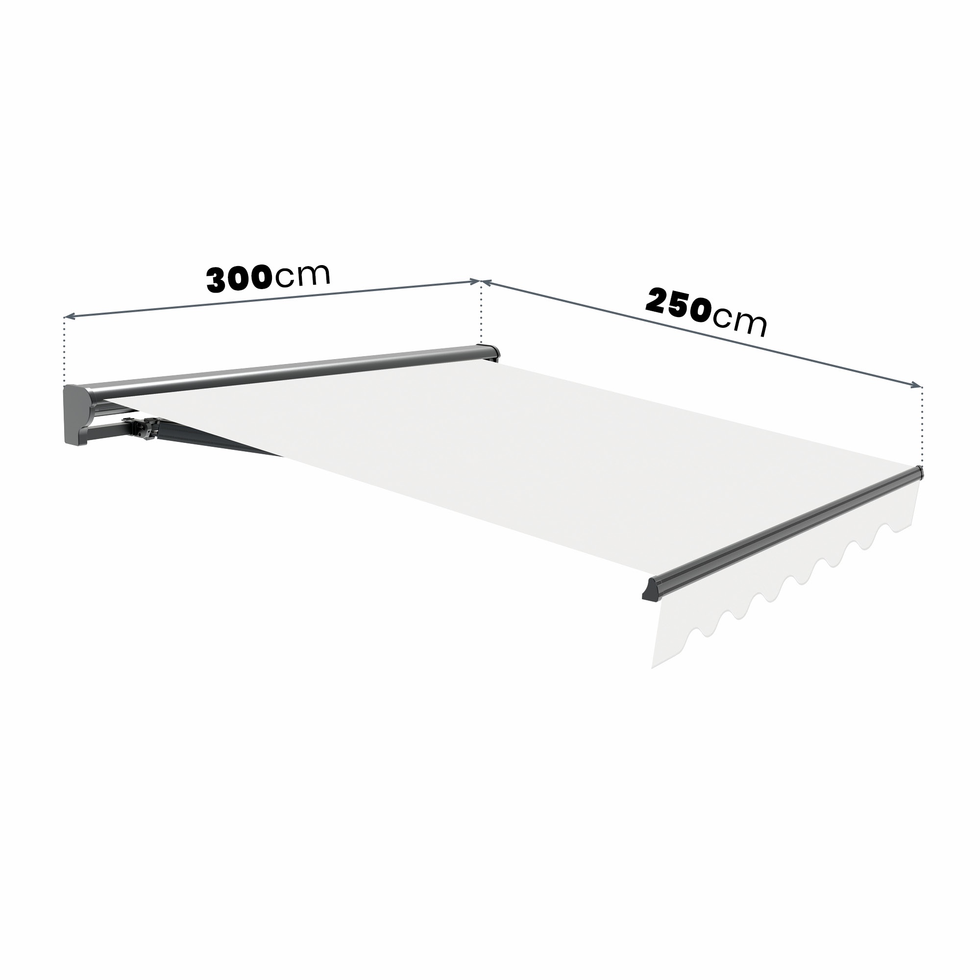 Store banne manuel 3x2,5m Sable Polyester – Structure Semi-Coffre en Aluminium - Toile Protection Solaire - 6