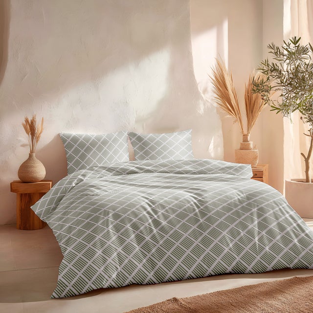 Housse de couette 100% coton 150x220 cm + 45x110 cm vert d'eau - Darena