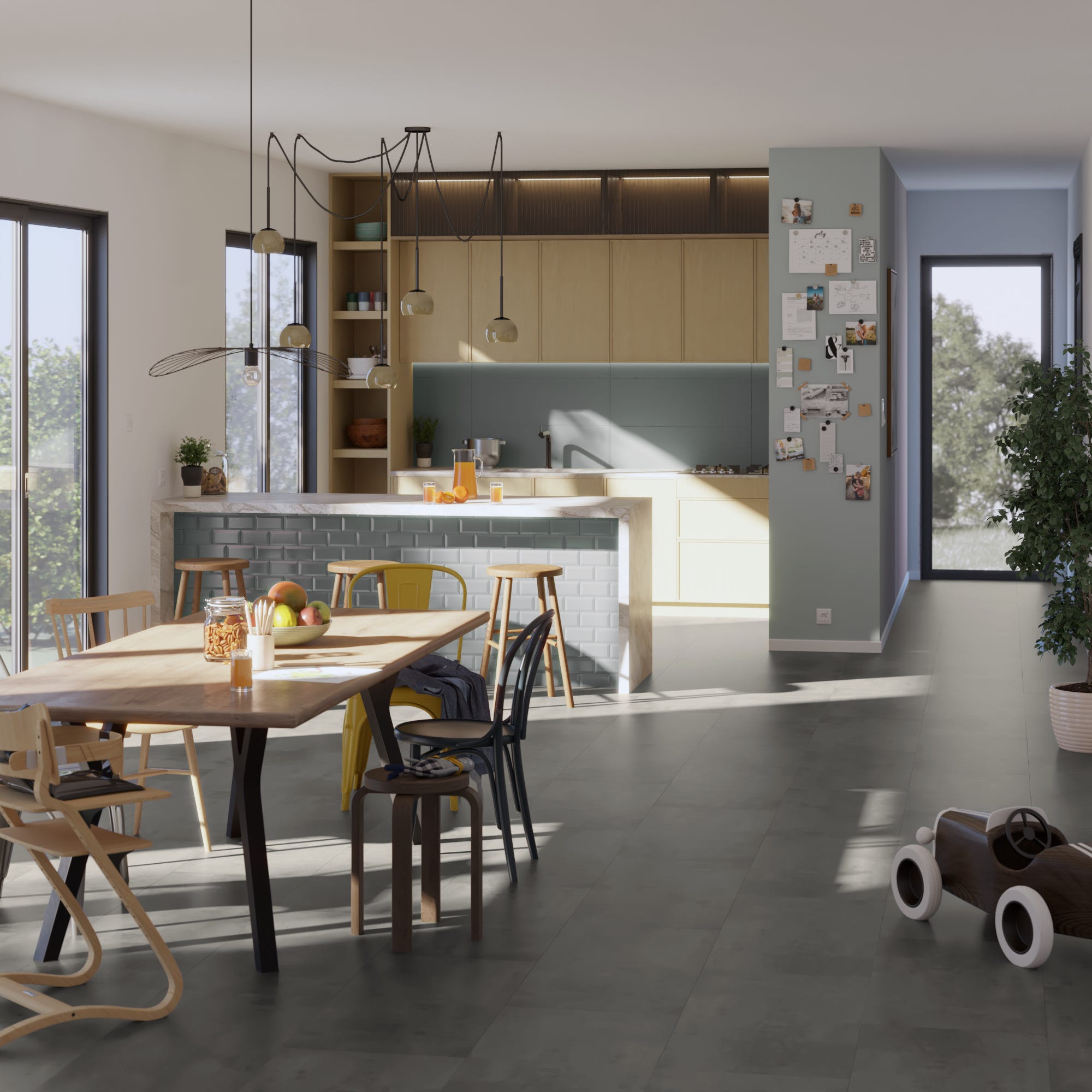 ARTENS - Sol PVC - Dalles PVC à clipser SEREN - INTENSO EXTREM - Effet pierre - Gris foncé - Dimensions L.91,44 cm x l.45,72 cm - Epaisseur 5,5 mm - - 5