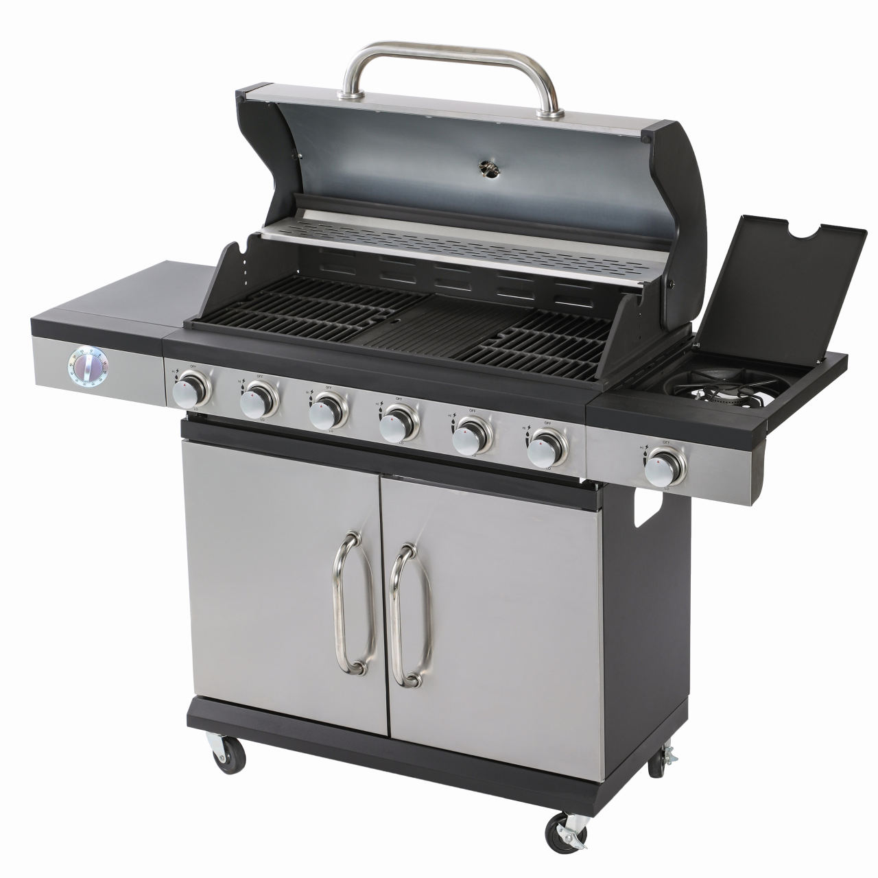 Grill gazowy 6 palników + palnik boczny żeliwny ruszt Blaupunkt GG601