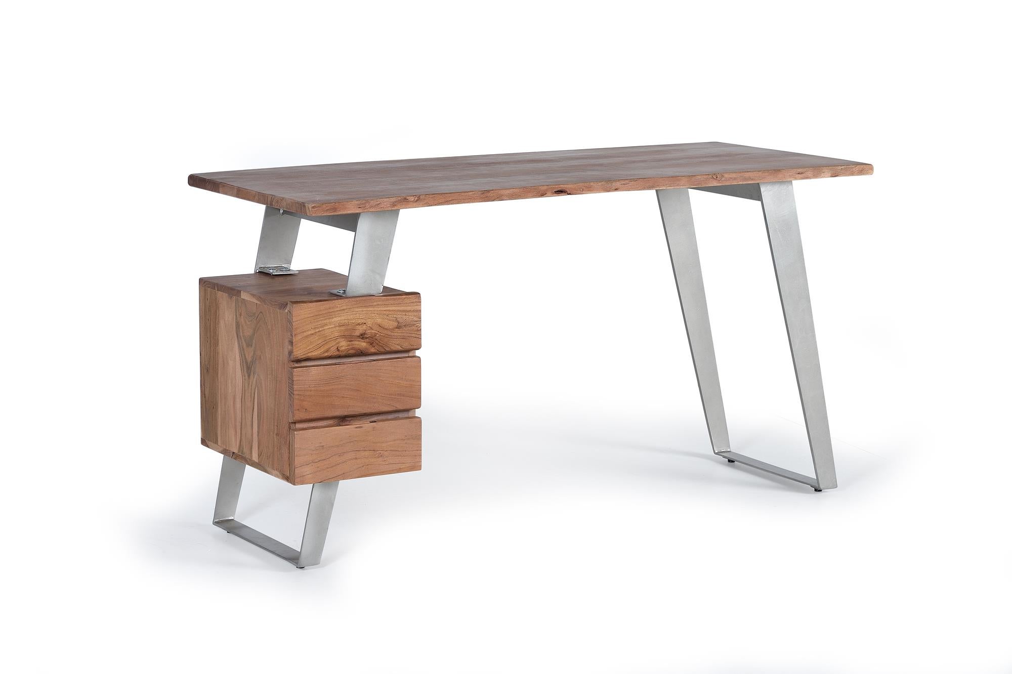 Scrivania in legno di acacia e metallo Marrón Giner y