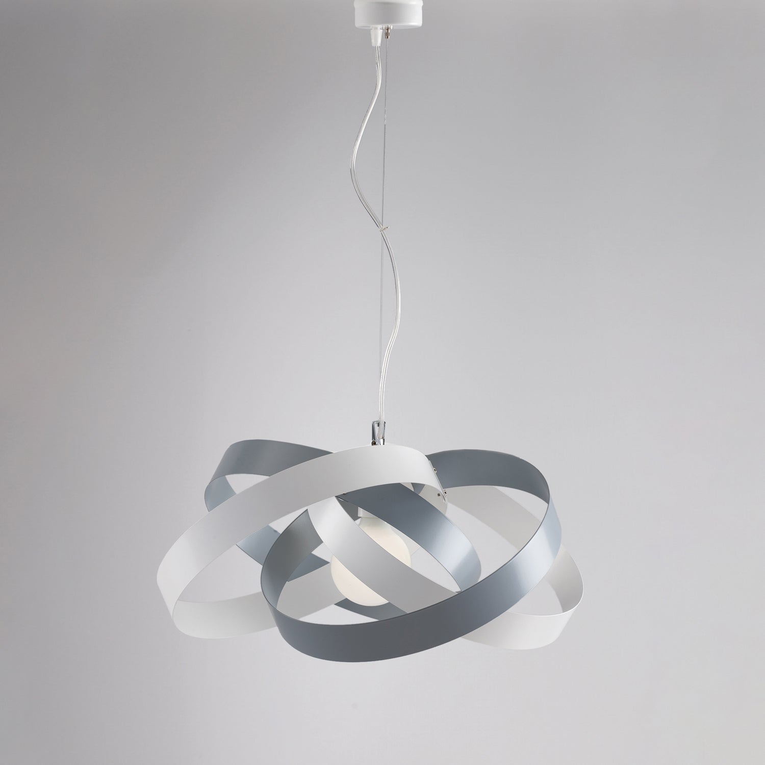 Vertigo Suspension en fer laqué blanc et gris tourterelle avec câble en acier orientable 1 lumière 125 d.54 BL156-1-BT - 2