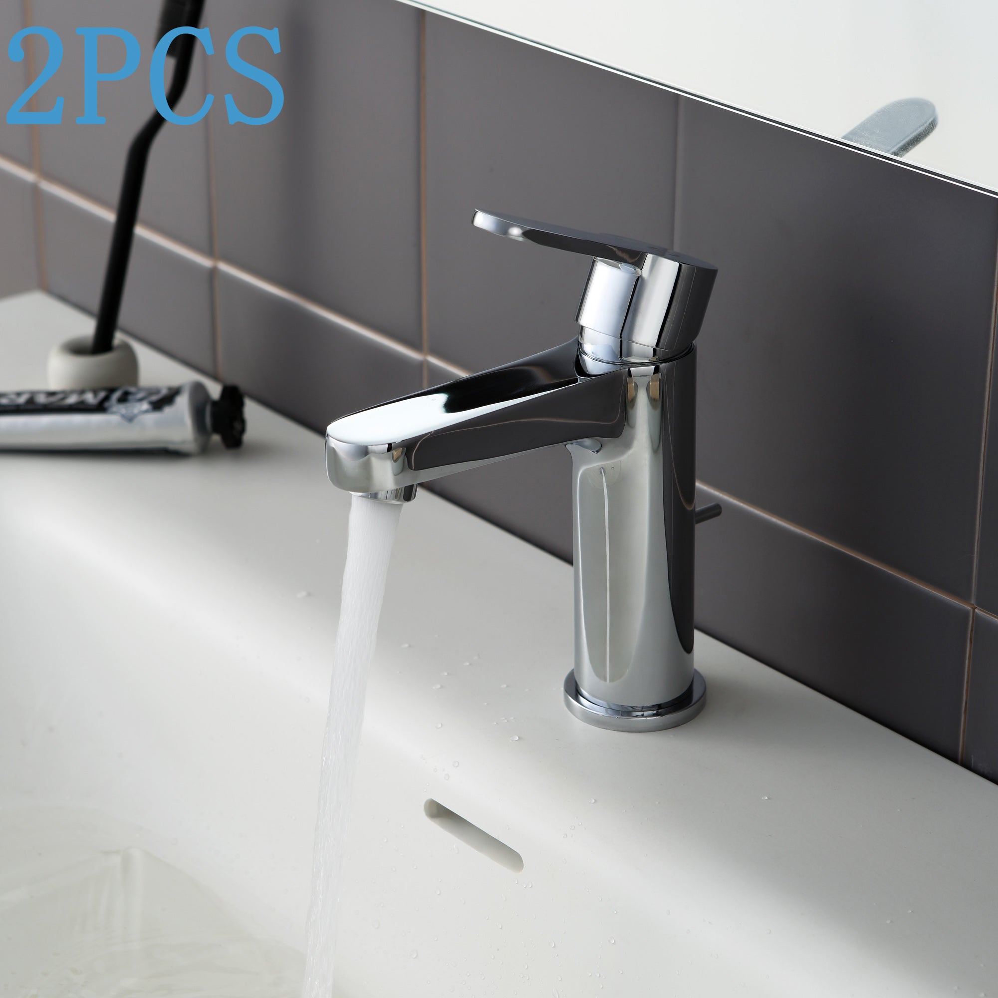 NALA | Rubinetto da bagno basso vintage Gastro cromato lucido |. Rubinetto per lavabo retrò premium in acciaio inossidabile piccolo