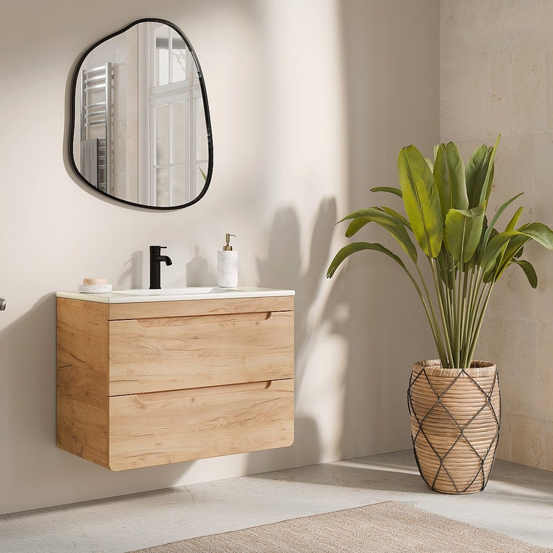 Szafka pod umywalkę wisząca naturalna - 80 cm - ARUBA