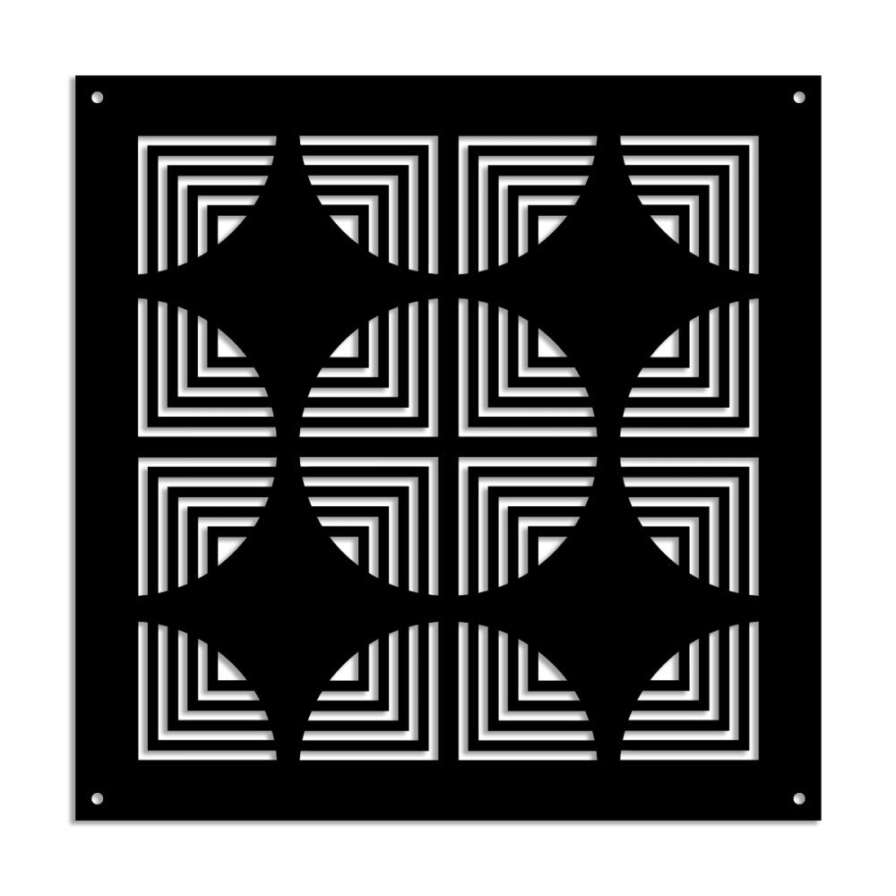 VINTAGERADIO - Panel perforowany z PVC - Parasol przeciwsłoneczny - Rozmiar 73x73 cm - Grubość 1 cm - Kolor CZARNY