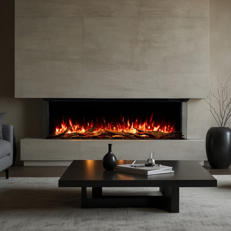 Kominek elektryczny AFLAMO Superb 3D 120 - ogień premium - do zabudowy - 120x65x35 cm - dekoracyjny kominek LED z grzaniem 750/1500 W