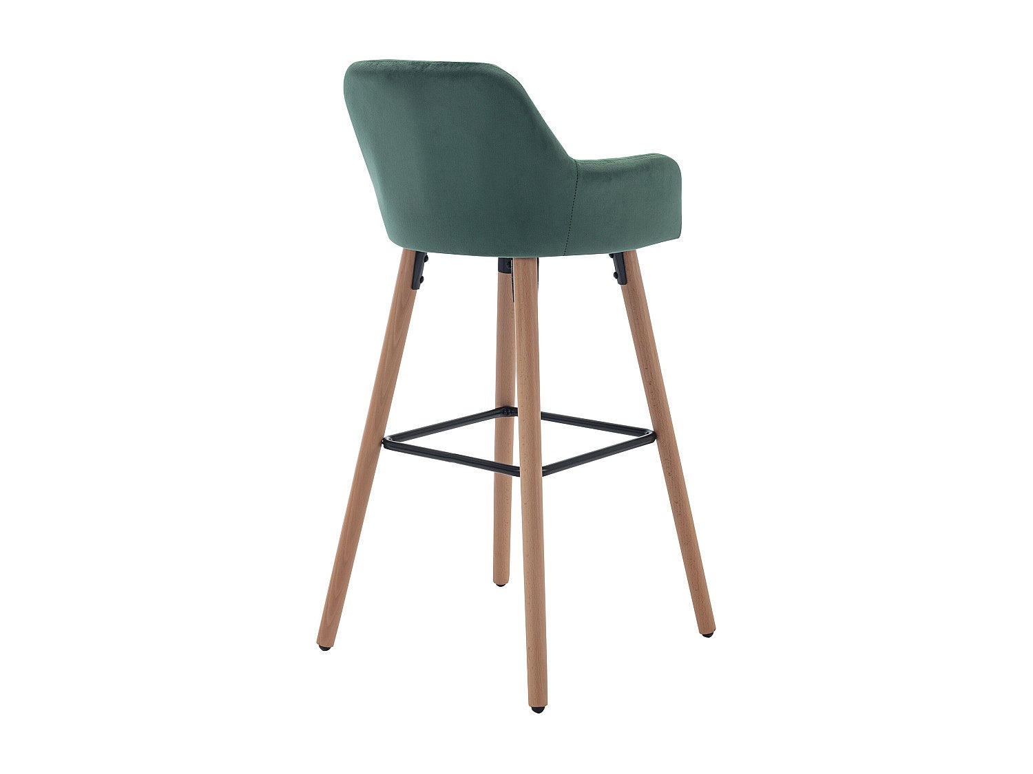 Tabouret de bar en velours et pieds bois de hêtre - Vert foncé - ELEANA - 7