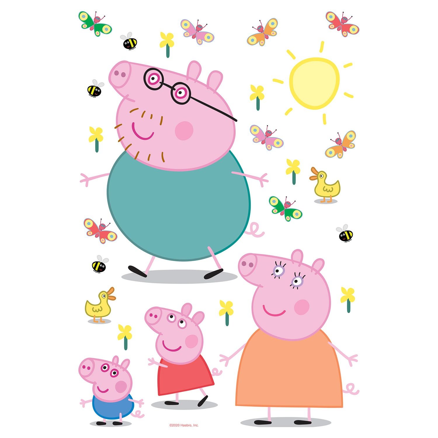 Naklejka na ścianę świnka Peppa wielokolorowym - 65 x 42.5 cm - SANDERS &amp; SANDERS