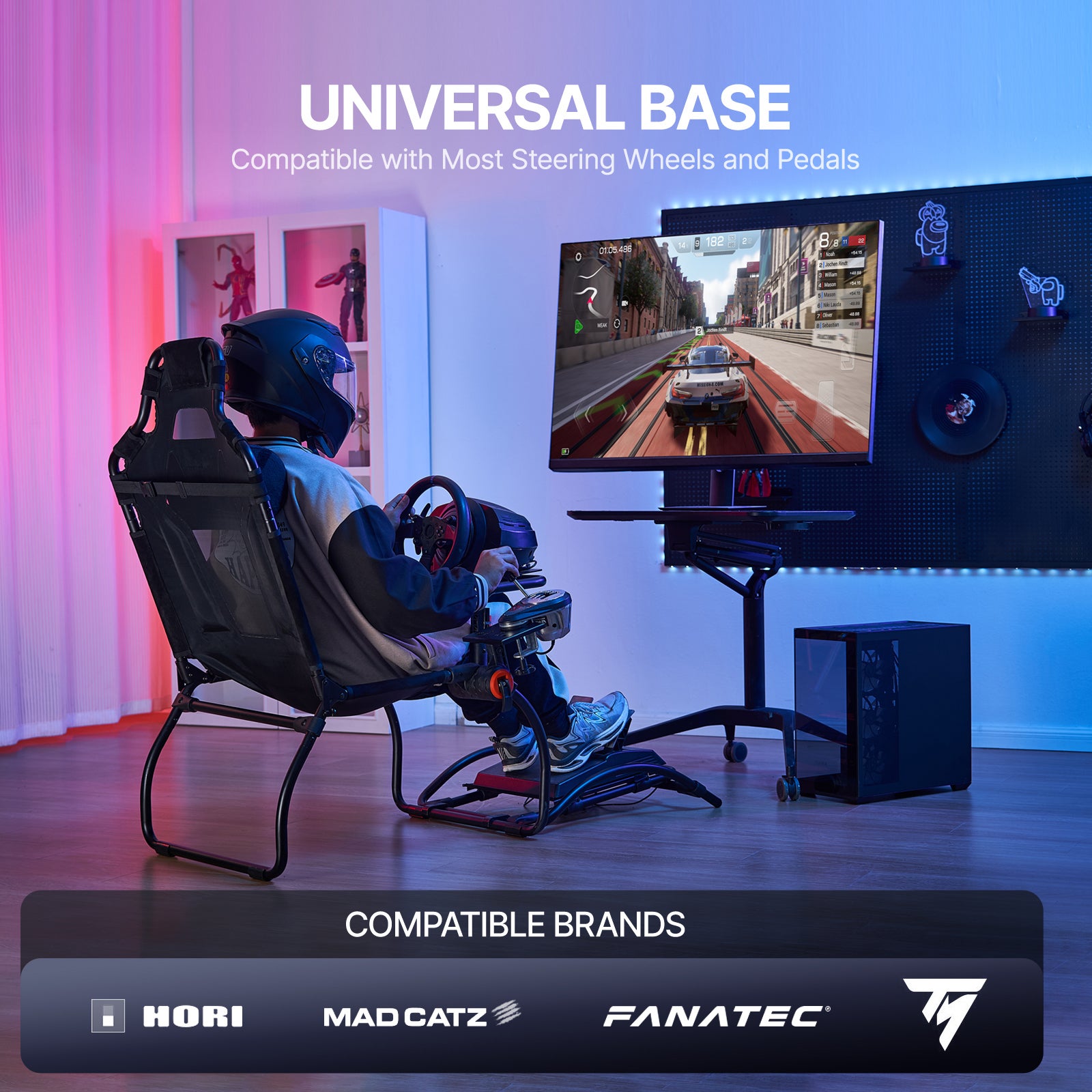 Support de Volant Pliable SucceBuy pour Logitech G923/G920/G29, Structure Acier, Réglage d’Angles du Volant et des Pédales, T248P - 4