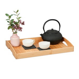 Vassoio Portatazzine In Legno Di Noce - Con Manici, 46x31 Cm, Per Colazione O Aperitivi - Foto 8