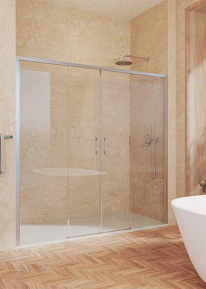 Mamparas De Ducha FRONTAL Corredera - EstiloBaño® MIAMI - Fijo Y Puerta Corredera- SERIGRAFIA 2