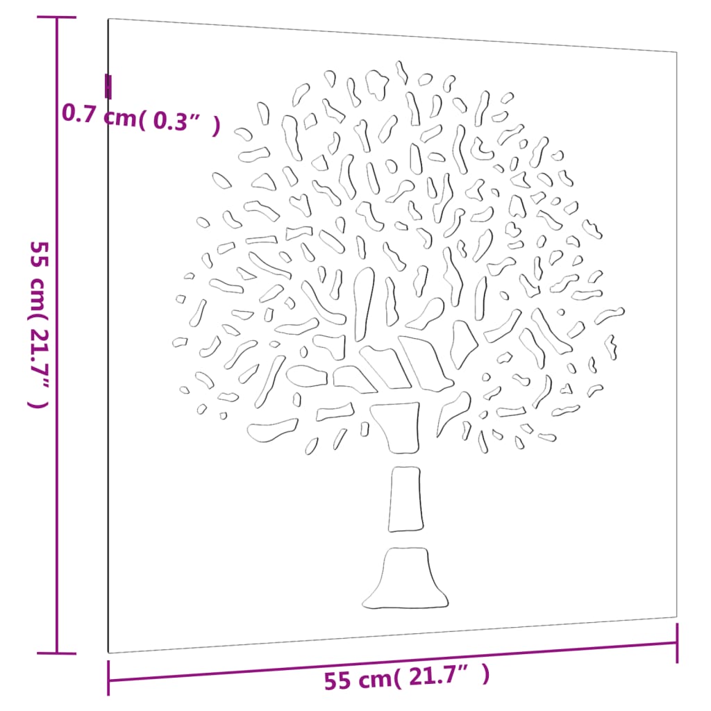 Maison Exclusive - Décoration murale jardin 55x55 cm acier corten design d'arbre - 8