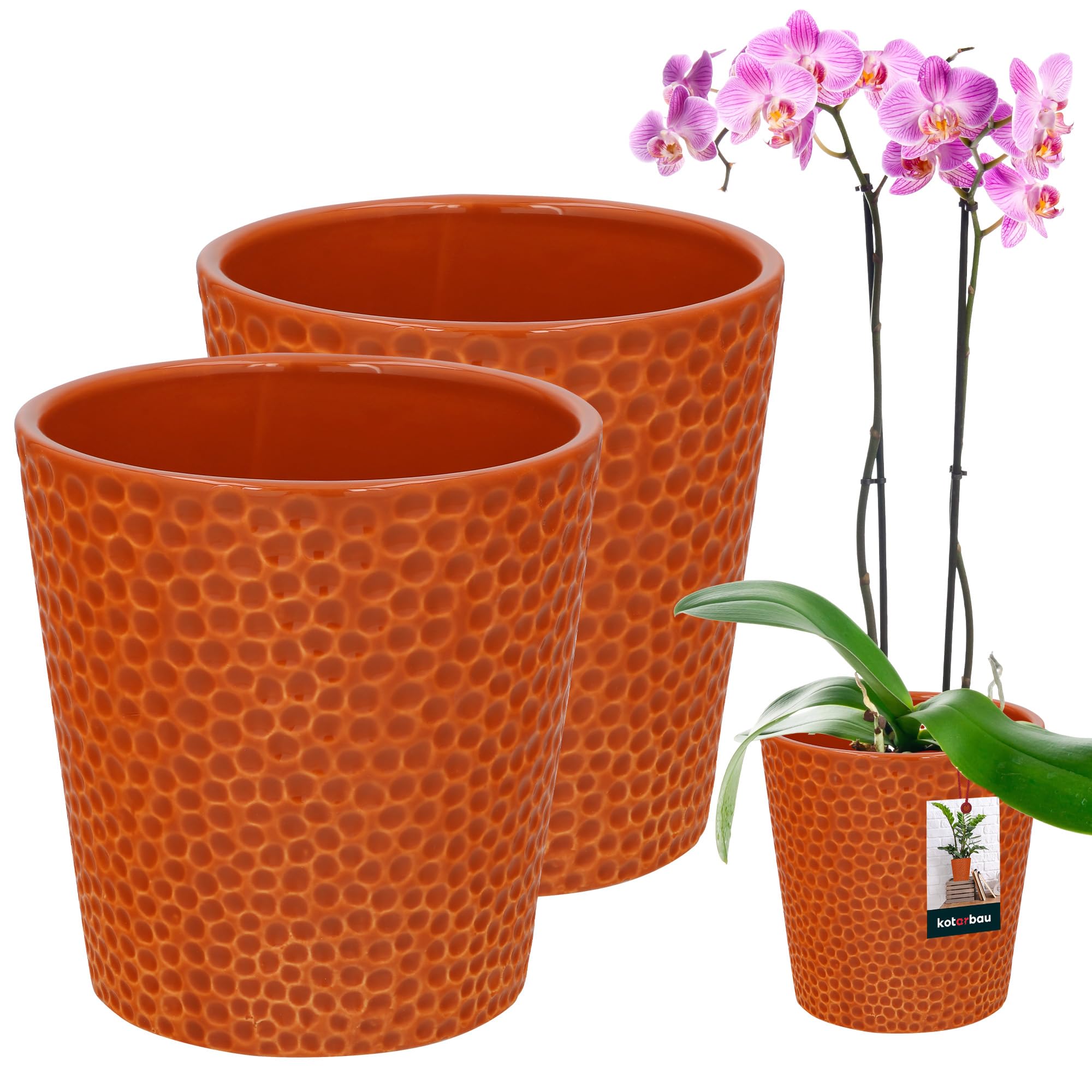 2 szt doniczka fi 9,5 donica osłonka ceramiczna na kwiaty rośliny storczyki - KOTARBAU