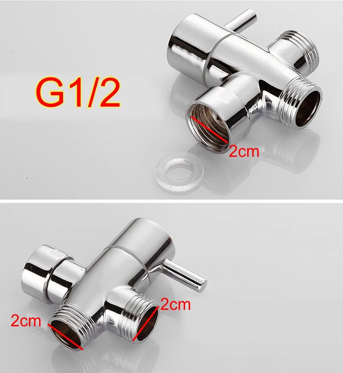 1/2 Pouce Vanne dérivation de bras douche 3 Voies séparateur pommeau douche laiton,métal avec rondelles caoutchouc, inverseur débit adaptateur douche - 3