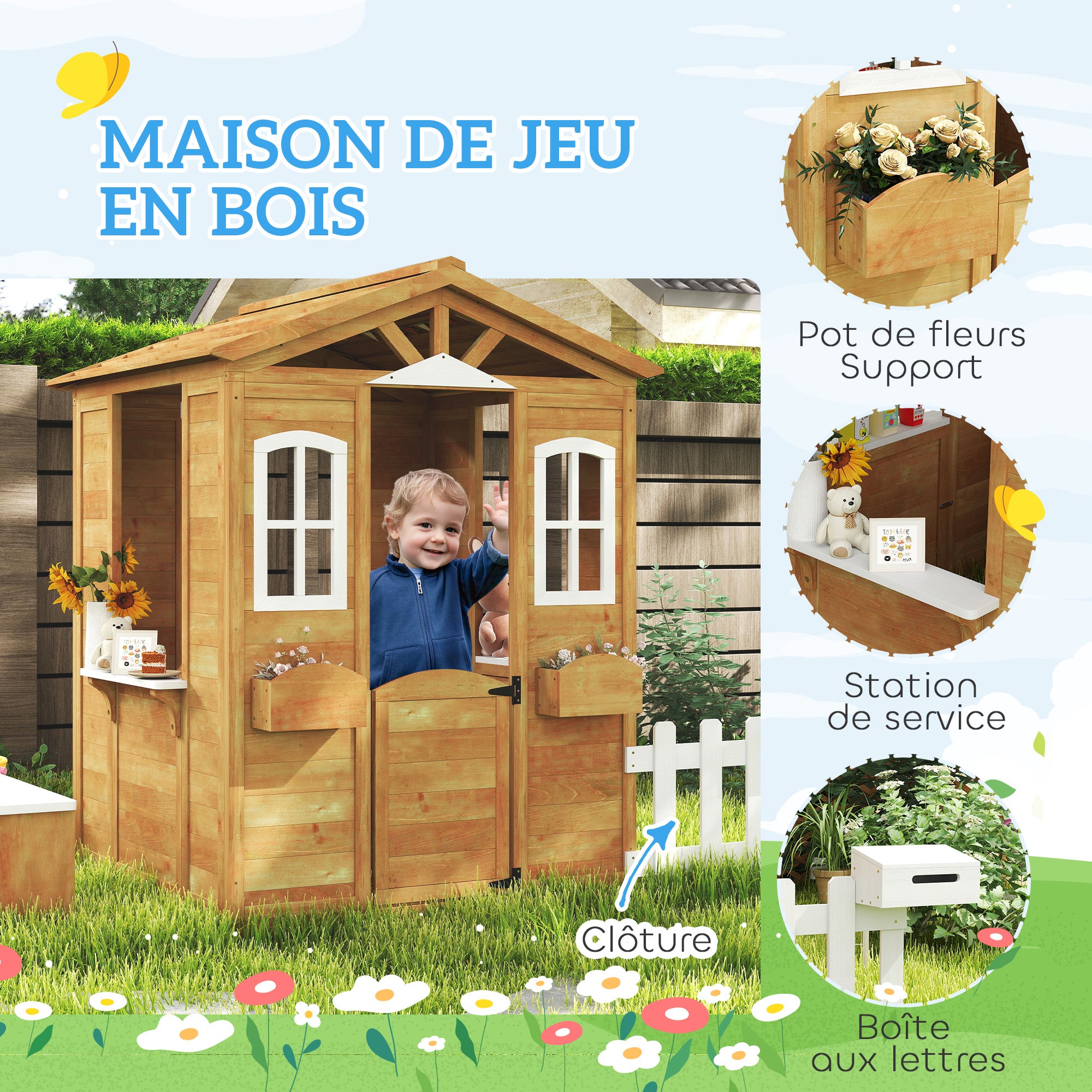 Maison de jardin enfant bois de sapin Outsunny - 4