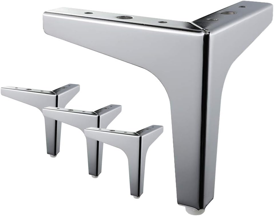 Zestaw 4 metalowych nóg do łóżka i stołu ze śrubami i ochraniaczami na podłogę do samodzielnego montażu mebli (sofa, fotel, leżanka), 15 cm.