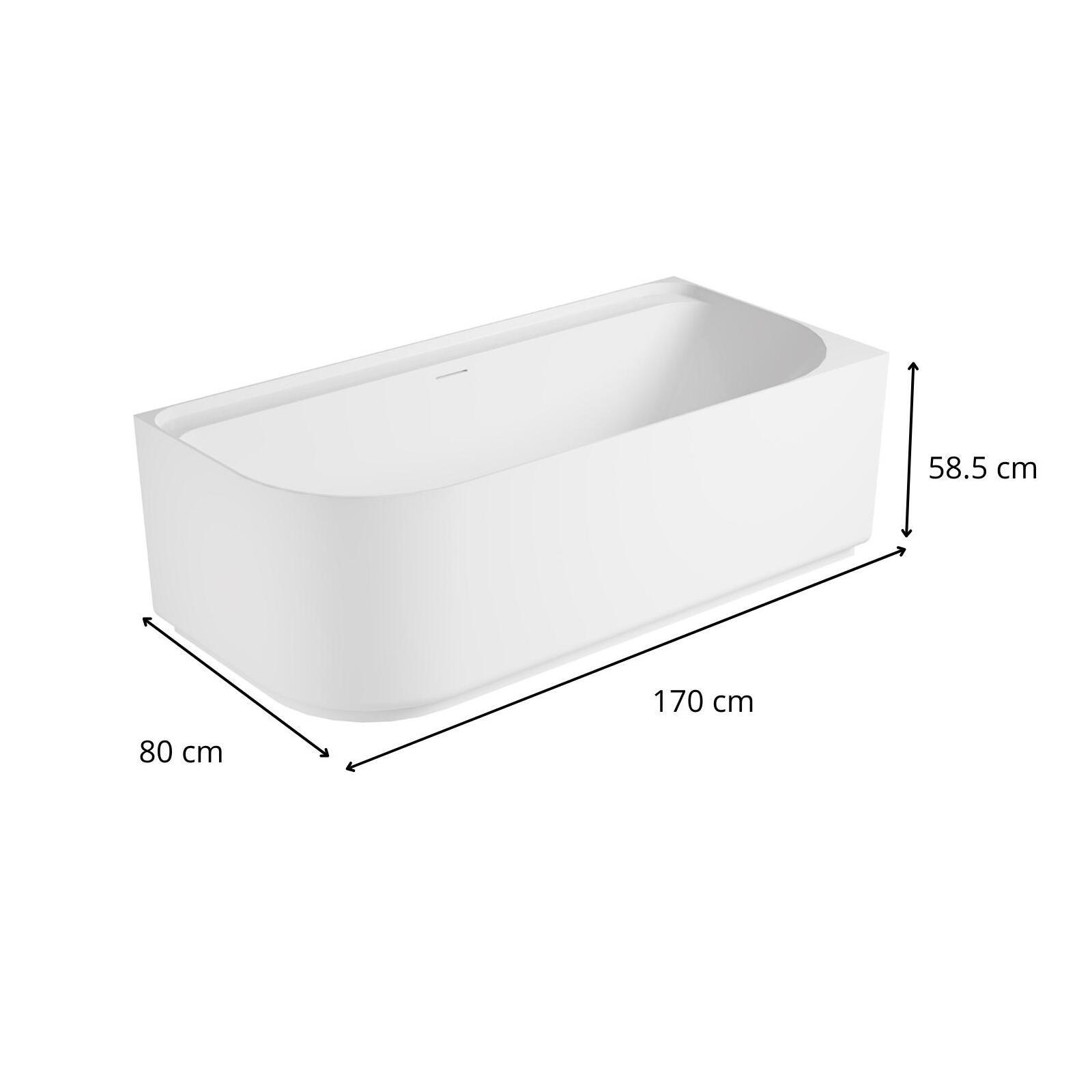 Baignoire acrylique Lucite EQUINOXE semi-îlot blanche 170cm - Angle droit - 3