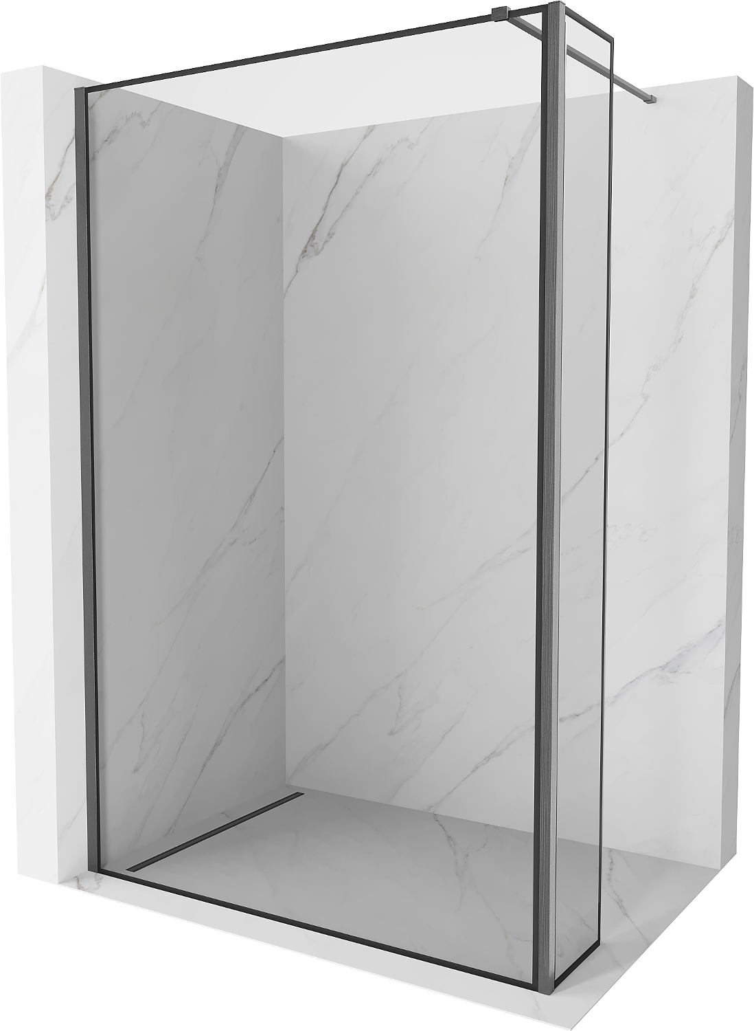 Mexen Kioto ścianka prysznicowa Walk-in 140 x 30 cm, czarna ramka, gun gray szczotkowany - 800-140-212-66-70-030