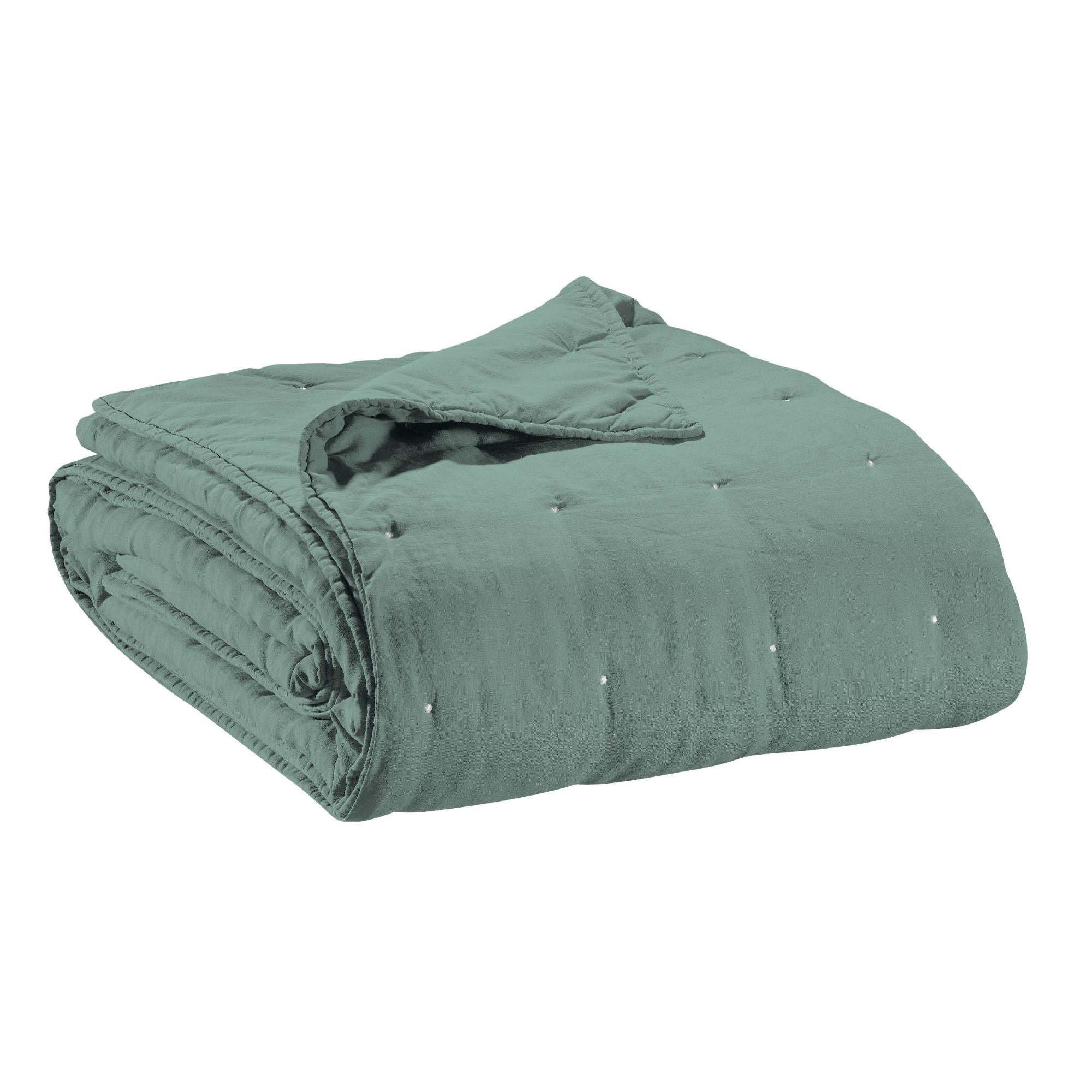 Manta de cama zeff verde gris 240 x 260 cm verde gris 240 x 260 cm vivaraise