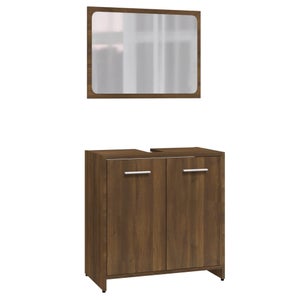 Armadietto Da Bagno Rovere Marrone 30x30x95 Cm In Legno Multistrato – Mobile Salvaspazio A Parete Con Ante E Ripiano Aperto