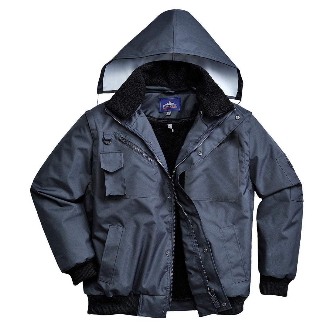 Blouson de travail pilote imperméable manches amovibles 3-en-1 Portwest Bomber Marine XL - 6