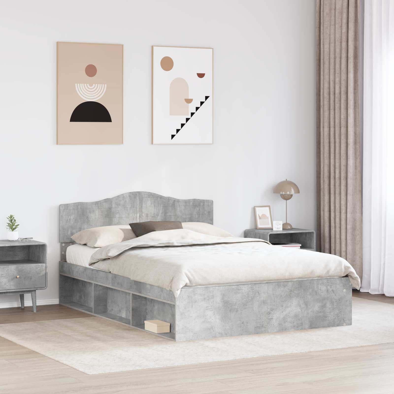 Cadre de lit Gris Béton 150 x 200 cm Bois de pin massif - 3