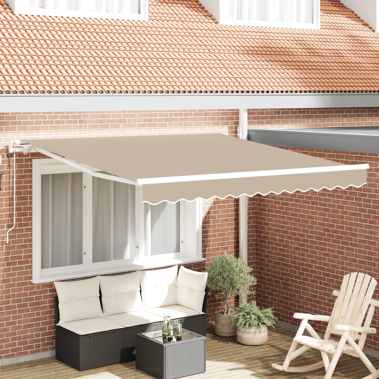 Toldo retráctil automático vidaxl beige 350x250 cm, tela de reemplazo vidaxl para toldo de 3.5x2.5 m beige