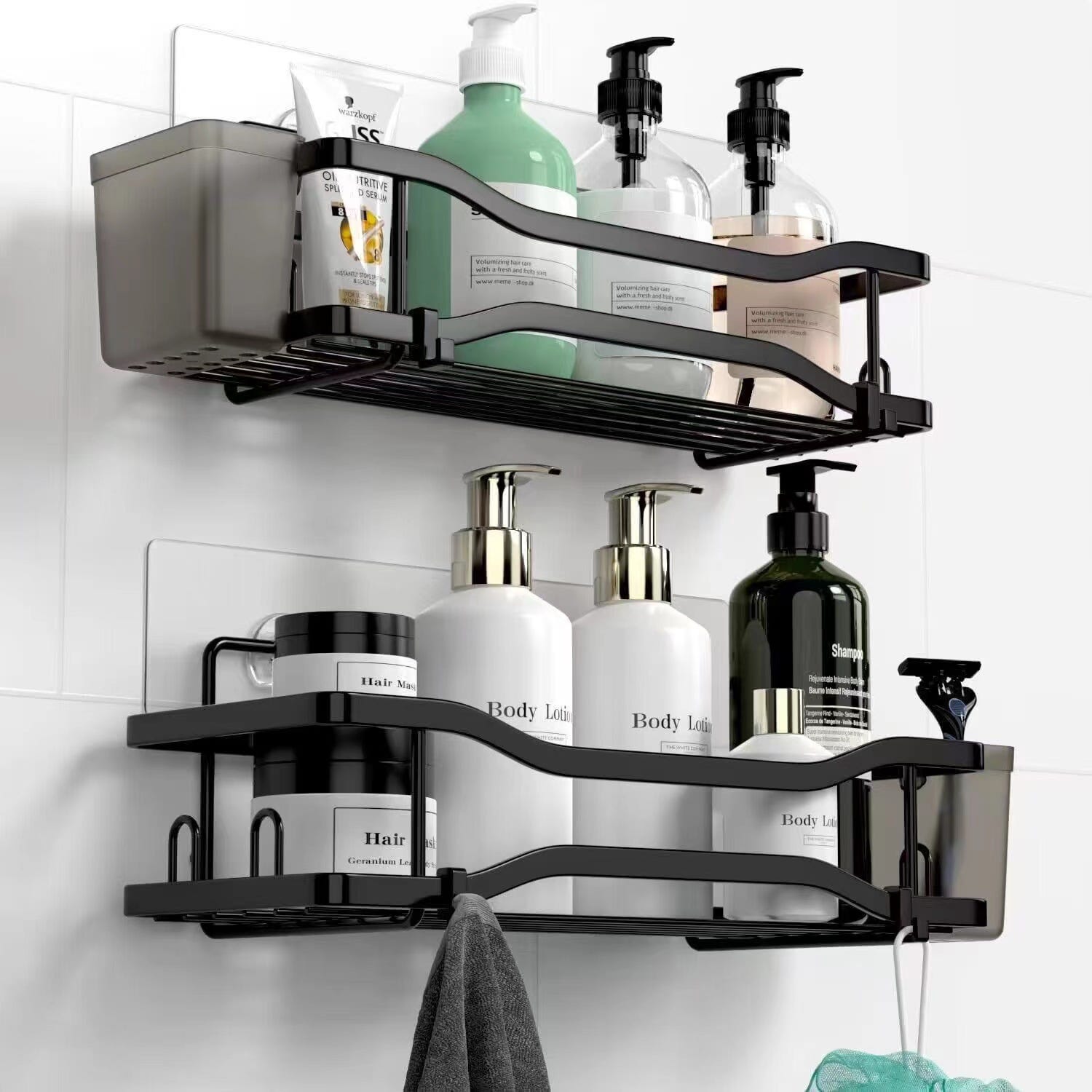 Aitatty Organizador de baño colgante para ducha: estantes de ducha inoxidables sobre el cabezal de ducha, sin taladrar en el interior, estantes sobre cabezal de ducha para champú con soporte de Aitatty Organizador de baño colgante para ducha: estantes de ducha inoxidables sobre el cabezal de ducha, sin taladrar en el interior, estantes sobre cabezal de ducha para champú con soporte de