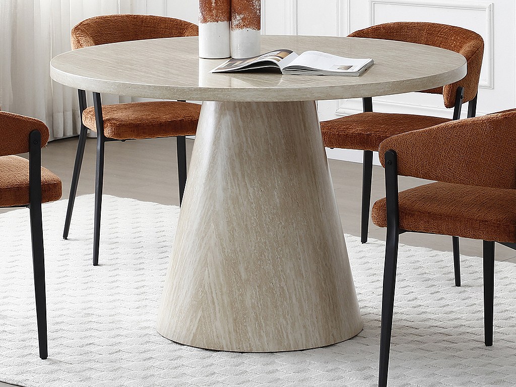 Stół do jadalni dla 4 osób z MDF - Efekt beżowego trawertynu - LARIOZA marki Pascal Morabito