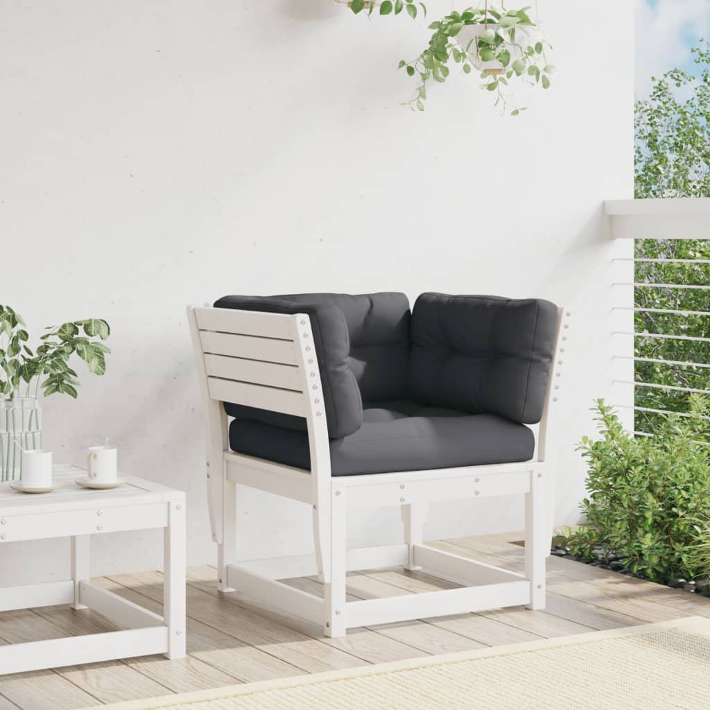 Canapé de jardin，Canapé d'extérieur，Banquette，Sofa de jardin accoudoir avec coussins blanc bois massif pin CFW11134 - 3