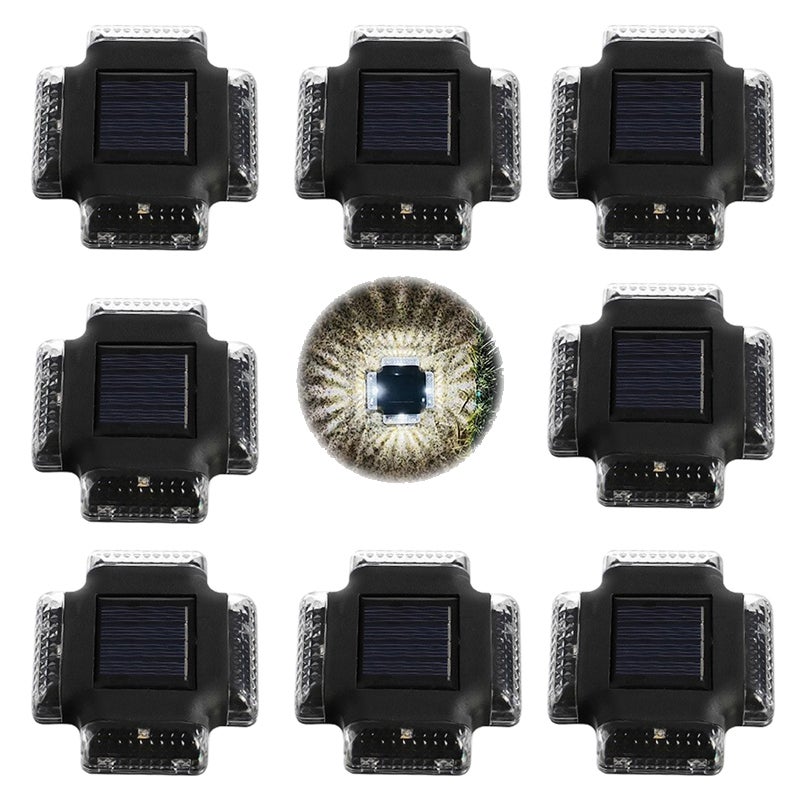 Czterostronna solarna lampa ścienna, 8 sztuk, polikrystaliczna solarna lampa ścienna z 4 diodami LED emitującymi białe światło