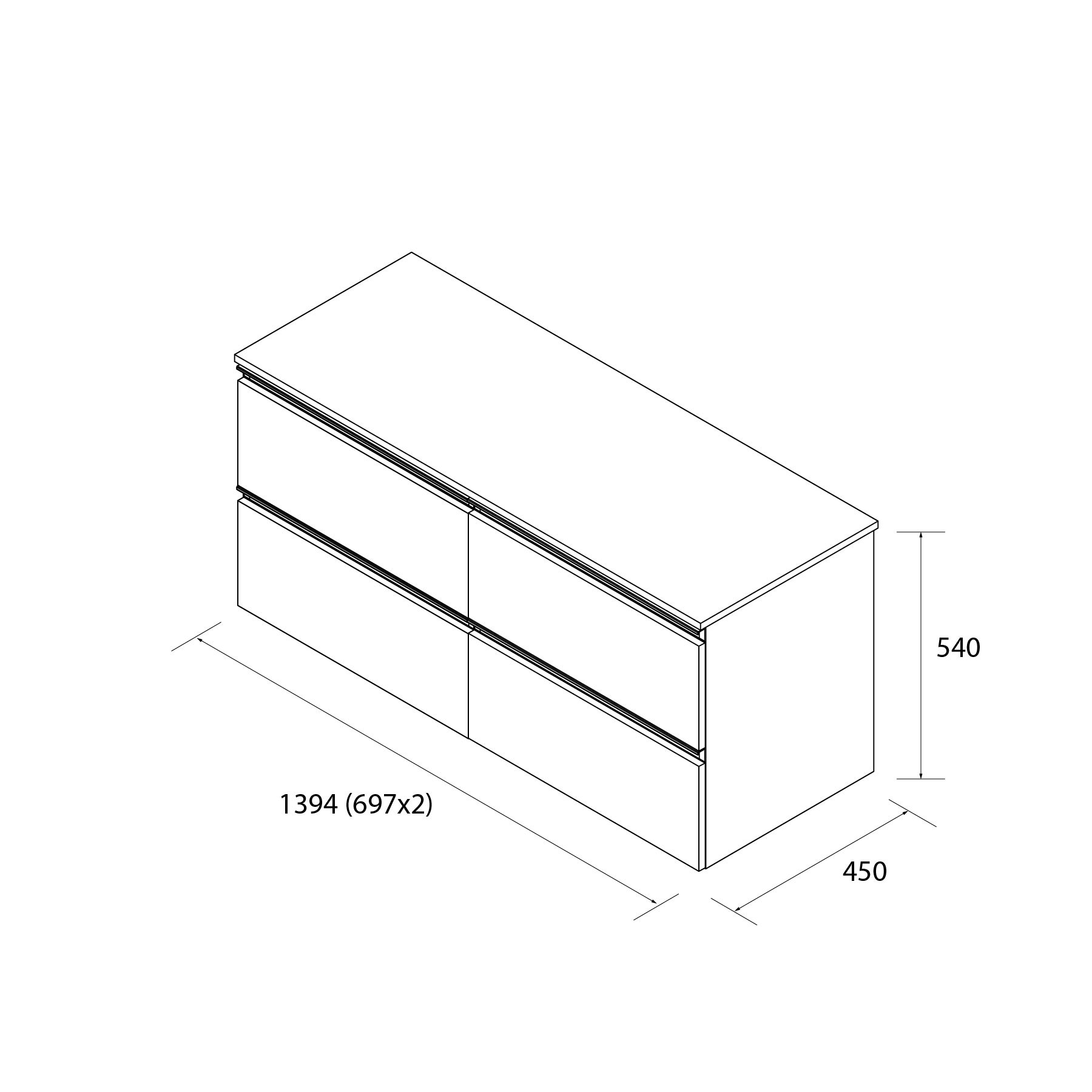 Meuble de salle de bain BEQUIA METAL 140cm Noyer | Avec plan toilette (vasque non incluse) - 5