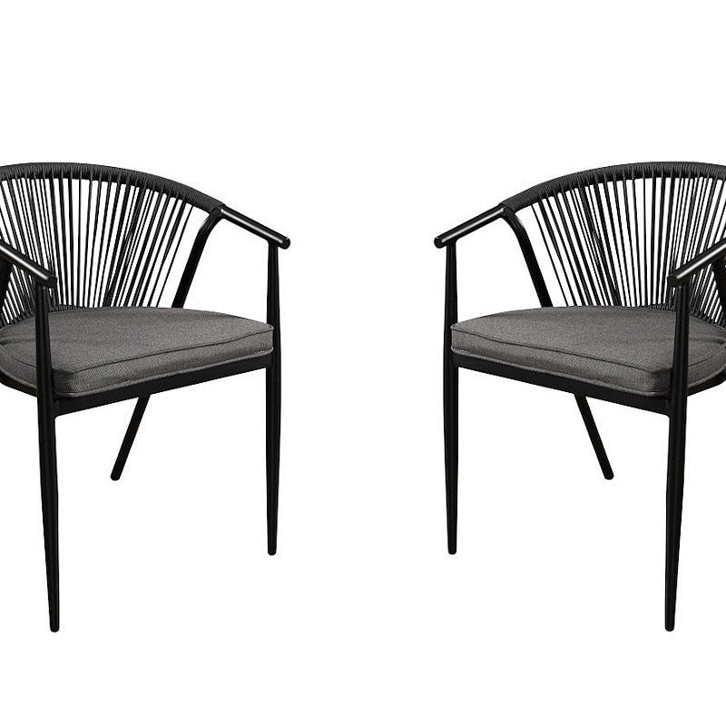 Zestaw 2 nakładanych na siebie foteli ogrodowych PORTOFINO z aluminium i sznura